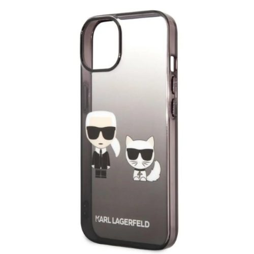 iPhone 14 Karl Lagerfeld Gradient Karl és Choupette tok fekete (KLHCP14STGKCK)