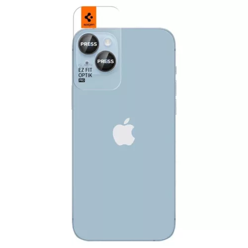 iPhone 14/14 Plus/15/15 Plus Spigen Optik.TR 2x kameralencsevédő 9H üveg fekete keretes (AGL05213)