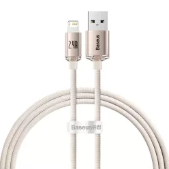  Baseus Crystal Shine USB - Lightning kábel 2,4A 20W 1,2m rózsaszín (CAJY001104)