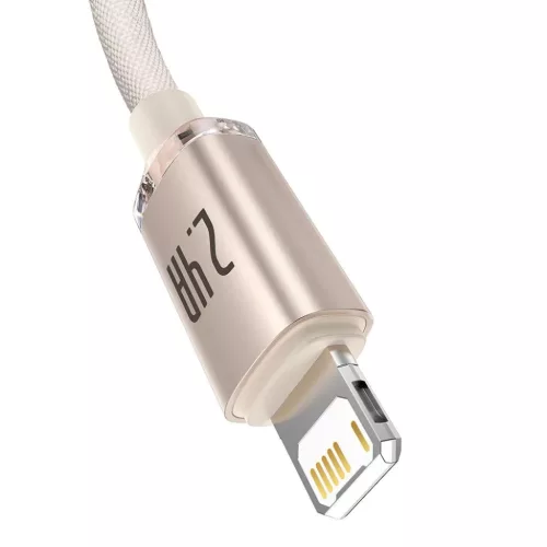 Baseus Crystal Shine USB - Lightning kábel 2,4A 20W 1,2m rózsaszín (CAJY001104)