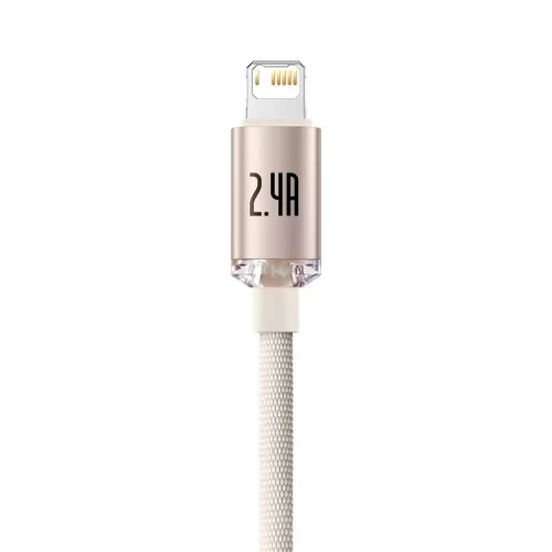 Baseus Crystal Shine USB - Lightning kábel 2,4A 20W 1,2m rózsaszín (CAJY001104)