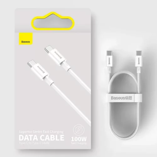 Baseus Superior USB Type-C - USB Type-C kábel Quick Charge / Power Delivery / FCP 100W 5A 20V 2m fehér (CATYS-C02)