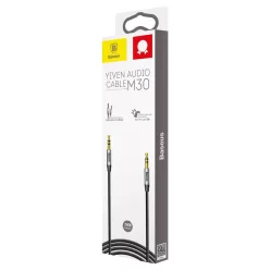   Baseus Yiven M30 sztereó AUX audiokábel 3.5mm mini jack 1.5m ezüst-fekete (CAM30-CS1)