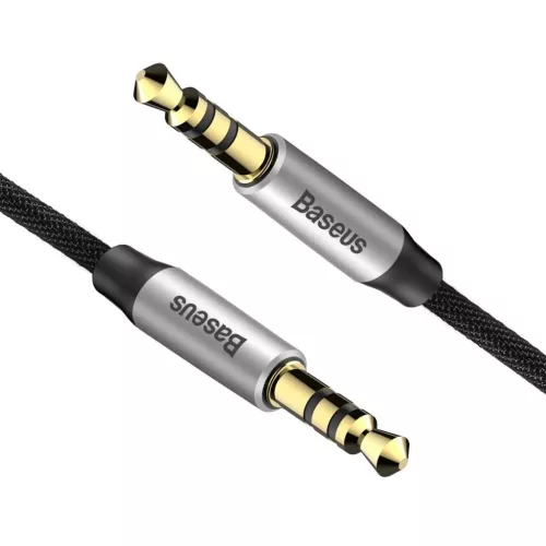 Baseus Yiven M30 sztereó AUX audiokábel 3.5mm mini jack 1.5m ezüst-fekete (CAM30-CS1)
