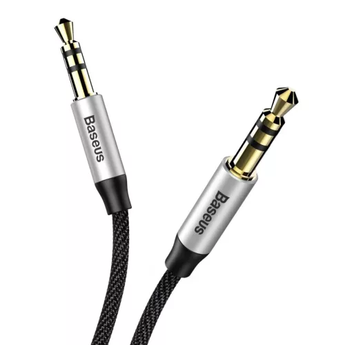 Baseus Yiven M30 sztereó AUX audiokábel 3.5mm mini jack 1.5m ezüst-fekete (CAM30-CS1)