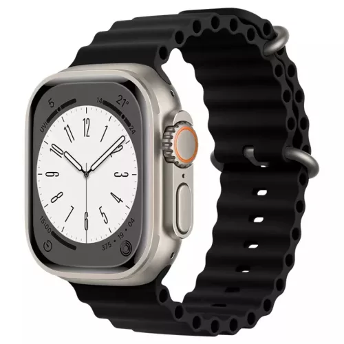 Apple Watch (38/40/41mm) óceán szilikon óraszíj fekete Alphajack
