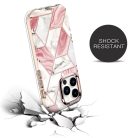 iPhone 14 Plus márvány mintás 360 fokos védelmet biztosító TPU tok kijelzővédővel, kék Alphajack