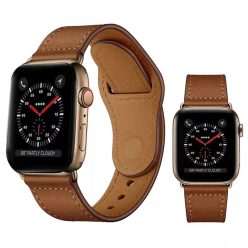   Apple Watch 4/5/6/7/8/SE (38/40/41mm) PU bőr óraszíj világosbarna Alphajack