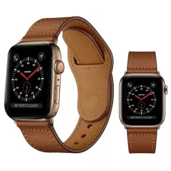   Apple Watch 4/5/6/7/8/SE (38/40/41mm) PU bőr óraszíj világosbarna Alphajack
