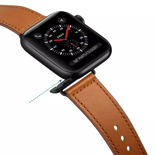 Apple Watch 4/5/6/7/8/SE (38/40/41mm) PU bőr óraszíj világosbarna Alphajack
