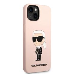   iPhone 14 Plus Karl Lagerfeld KLHCP14MSNIKBCP Liquid Silicone Ikonik NFT tok rózsaszín