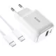Tech-Protect C20W hálózati töltő adapter PD20W/QC3.0 1x USB-A, 1x USB-C, 1x USB-C - USB-C töltőkábel