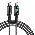 PD100W USB Type-C - USB Type-C kábel gyorstöltéssel, teljesítménykijelzéssel 1m, fekete