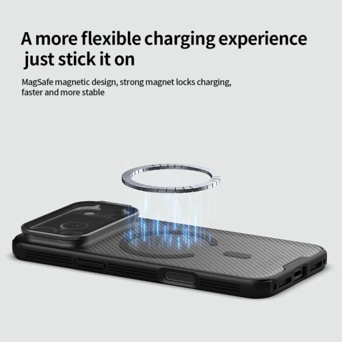 Apple iPhone 17 Pro Max átlátszó fekete Nillkin CamShield Pro mágneses tok