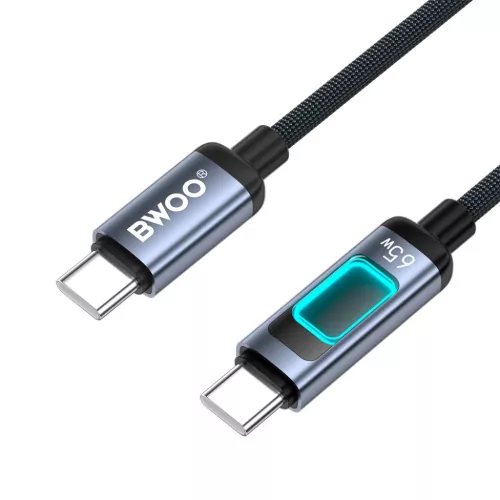 BWOO X324CC fonott gyors töltőkábel fénykijelzővel PD 60W USB-C - USB-C