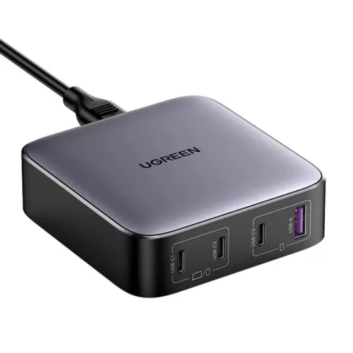 Ugreen CD328 Nexode hálózati töltő adapter, 3x USB-C, USB-A, GaN, 100W (fekete)