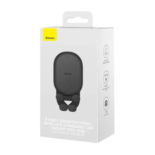 Baseus Stable Pro vezeték nélküli autós telefontöltő és tartó szellőzőre, 15W (fekete)