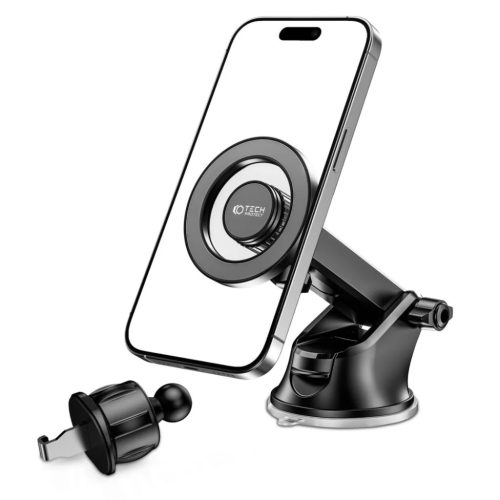 Tech-Protect N51 Műszerfalra és Szellőzőre Szerelhető MagSafe-es Autós Tartó fekete