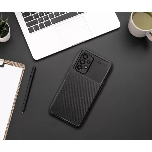Samsung Galaxy A54 5G Carbon Premium szénszál mintájú TPU tok fekete