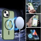 iPhone 14 Plus MagSafe-kompatibilis áttetsző matt tok sötétzöld Alphajack