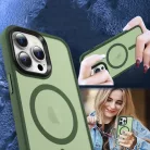 iPhone 14 Pro Max MagSafe-kompatibilis áttetsző matt tok sötétzöld Alphajack