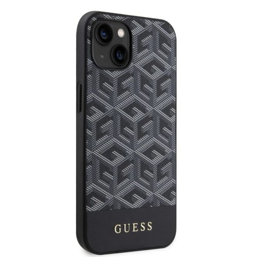 iPhone 14 Guess PU G Cube MagSafe kompatibilis tok fekete