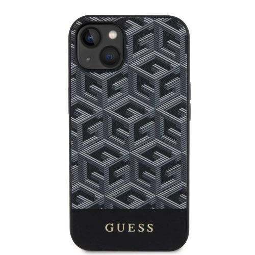 iPhone 14 Guess PU G Cube MagSafe kompatibilis tok fekete