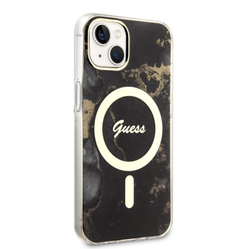 iPhone 14 Guess Marble IML MagSafe kompatibilis tok fekete (GUHMP14SHTMRSK)