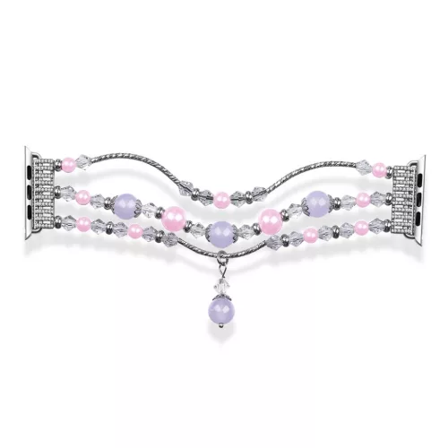 Apple Watch 38/40/41mm Karkötős óraszíj design 4 ezüst-lila