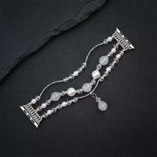 Apple Watch 38/40/41mm Karkötős óraszíj design 4 ezüst-lila