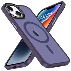   iPhone 15 MagSafe-kompatibilis áttetsző matt tok sötétlila Alphajack