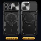 iPhone 15 Pro Max Ring Armor tok kameralencse védővel, kihajtható támasszal, piros Alphajack