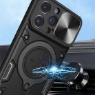 iPhone 15 Pro Max Ring Armor tok kameralencse védővel, kihajtható támasszal, piros Alphajack