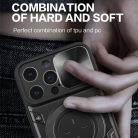 iPhone 15 Pro Max Ring Armor tok kameralencse védővel, kihajtható támasszal, sötétlila Alphajack