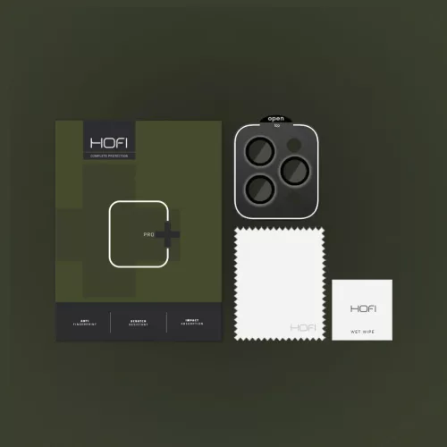 iPhone 15 Pro/15 Pro Max Hofi CamRing Pro+ kameralencse védő üvegfólia fekete