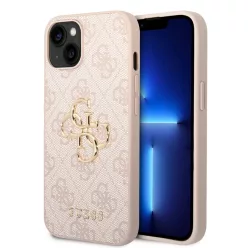   iPhone 15 Guess PU 4G Metal Logo telefontok rózsaszín (GUHCP15S4GMGPI)