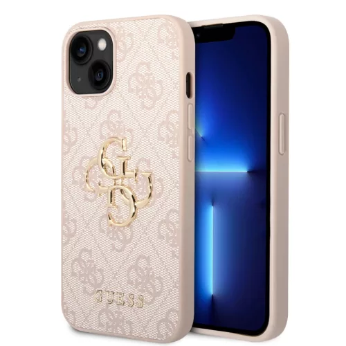 iPhone 15 Guess PU 4G Metal Logo telefontok rózsaszín (GUHCP15S4GMGPI)