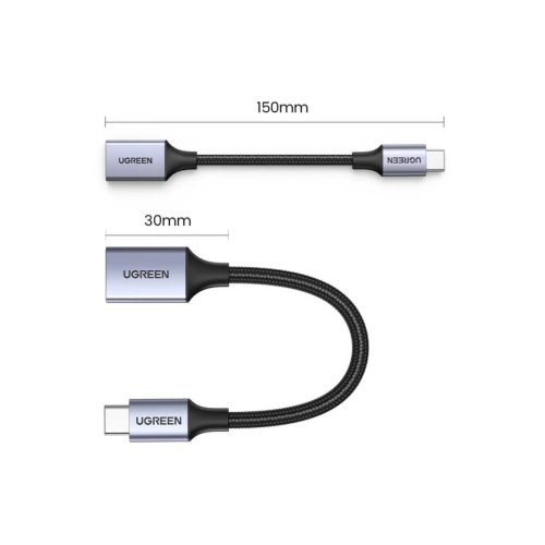 Ugreen OTG adapter kábel USB-C - USB-A 5Gb/s 0.15m fekete (US378)