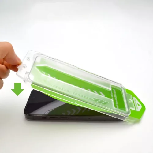 iPhone 15 Plus Wozinsky Premium Glass 9H edzett kijelzővédő üvegfólia szerelőkerettel fekete