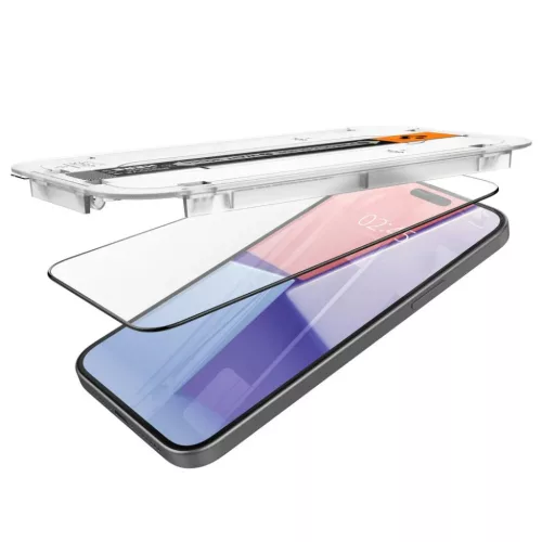 iPhone 15 Pro Max Spigen Kijelzővédő Fólia FC ''EZ FIT'' kerettel fekete (AGL06879)