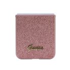 Samsung Galaxy Z Flip 5 Guess PC/TPU Glitter Flakes Metal Logo tok rózsaszín (GUHCZF5HGGSHP)