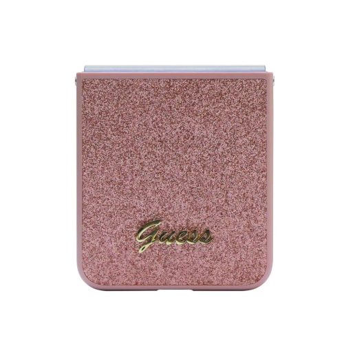 Samsung Galaxy Z Flip 5 Guess PC/TPU Glitter Flakes Metal Logo tok rózsaszín (GUHCZF5HGGSHP)