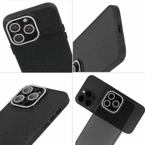 iPhone 13 Pro Max Liquid Glitter Camera tok fekete
