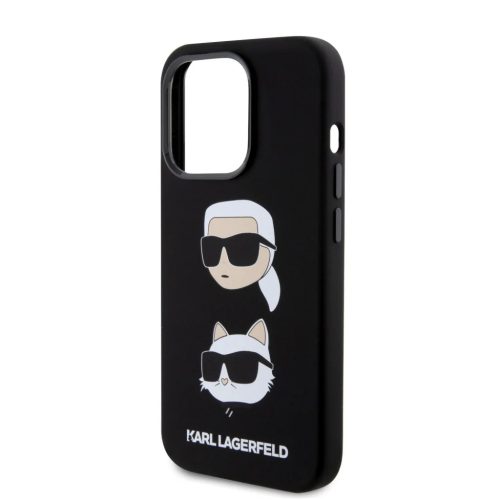 iPhone 15 Pro Max Karl Lagerfeld Liquid Silicone Karl and Choupette Heads fekete tok (KLHCP15XSDHKCNK)