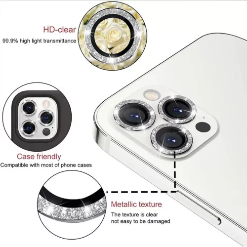 iPhone 15/15 Plus Diamond kameralencsevédő üvegfólia fekete