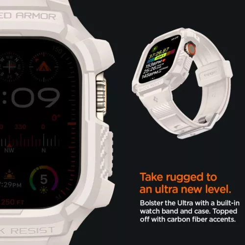 Apple Ultra 1/2 (49mm) Spigen Rugged Armor Pro szíj és tok homokszínű