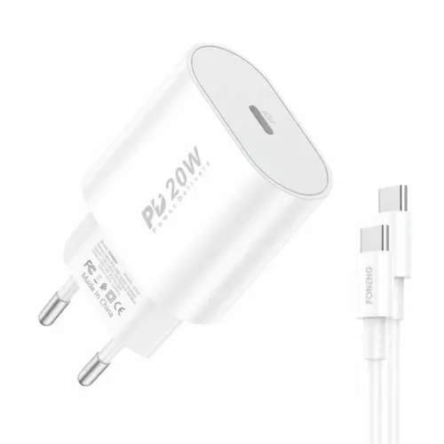 Foneng EU39 hálózati töltő adapter USB-C PD 3.0 20W + USB-C - USB-C kábel