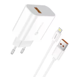   Foneng EU46 hálózati töltő adapter QC3.0 18W + USB-A - Lightning kábel