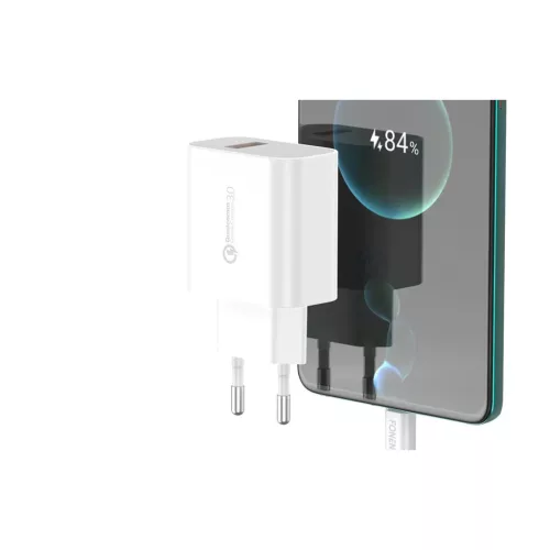 Foneng EU46 hálózati töltő adapter QC3.0 18W + USB-A - Lightning kábel