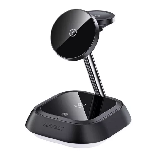 Acefast E16 3 az 1-ben mágneses vezeték nélküli töltő LED világítással (fekete) magsafe kompatibilis